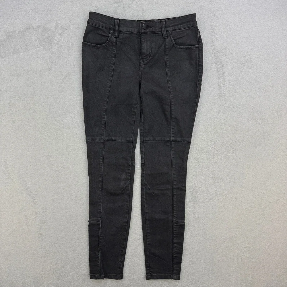 Free People Jeans Womens 26‎ Black Moto Stitch Skinny Denim Charcoal